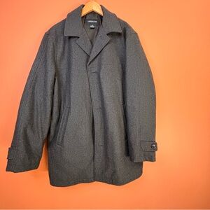London Fog Men's Charcoal Lined Wool Pea Coat